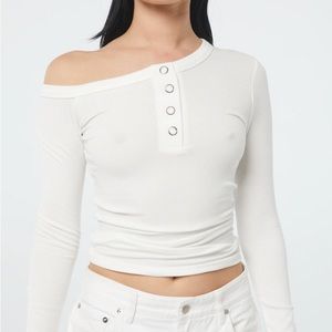 The Line By K white rib long sleeve top